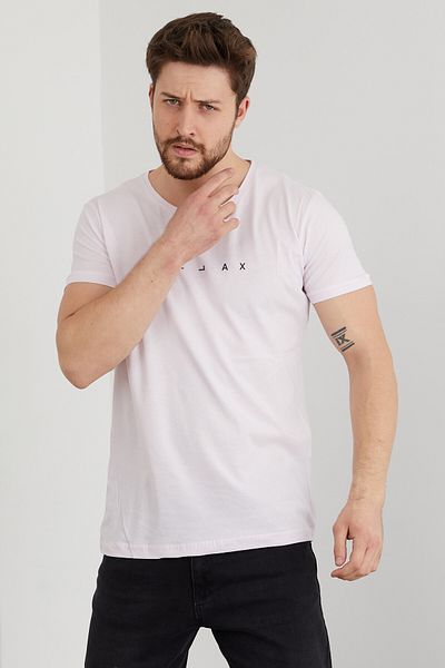 Tarz Cool Ανδρικό μπλουζάκι σε λευκό στάμπα με λεπτή εφαρμογή-rlxtsr16s