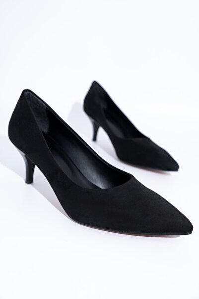 Modabuymus Women's Black Suede Low Heel Stiletto Shoes - Candy