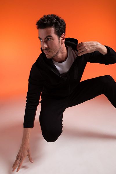 DeFacto Fit Standard Fit Hooded Sustainable Ζακέτα με φερμουάρ