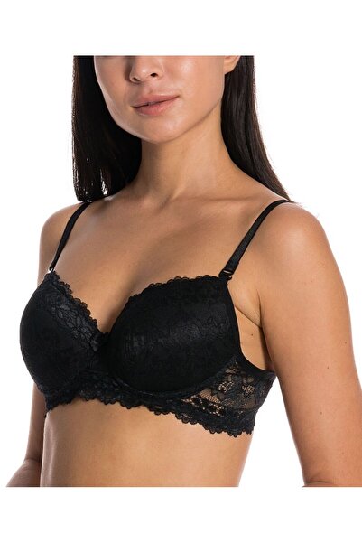 Valensa Siyah Dantelli Destekli Sütyen