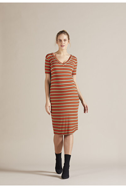 GEBE Çizgili V Yaka Hamile Elbisesi Florantina