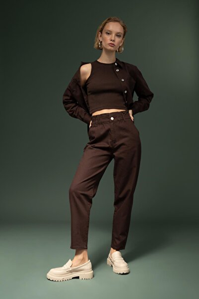 DeFacto Paperbag Yüksek Bel Dokuma %100 Pamuk Pantolon S2790az22wn