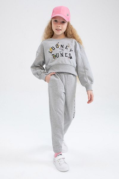 DeFacto Girl's Looney Tunes Crop Crew Neck Sweatshirt
