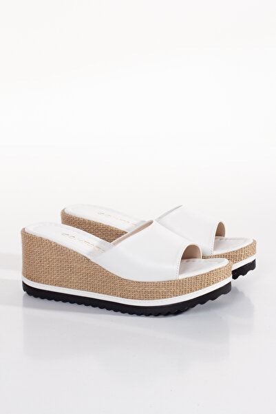 Melacomfort Papuci albi confortabili umpluți cu paie pentru femei