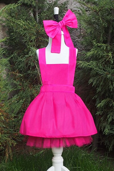 Shecco Babba Fuşya Kız Çocuk Tütü Elbise Bandana Takım 1-10 Yaş Doğum Günü Elbisesi