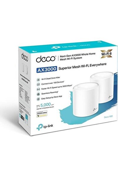 TP-LINK Deco X60 (2-pack), Ax5400 Mbps Tüm Ev Mesh Wi-fi 6 Sistemi ( 2’li Paket )