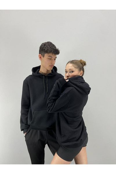 Black Sokak Blacksokak Unisex Black Smurfs Printed Hoodie Lover Couple Combination Set of 2