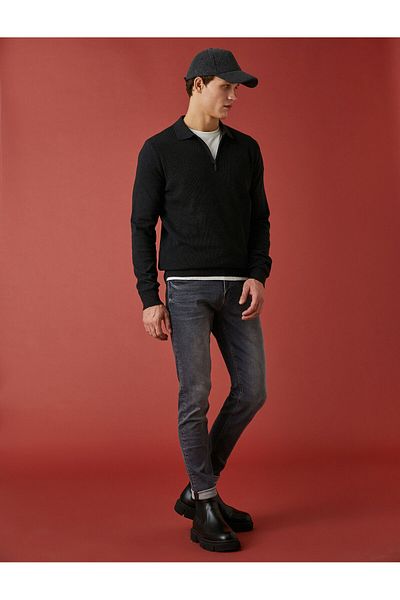 Koton Polo Neck Sweater with Zipper Detail