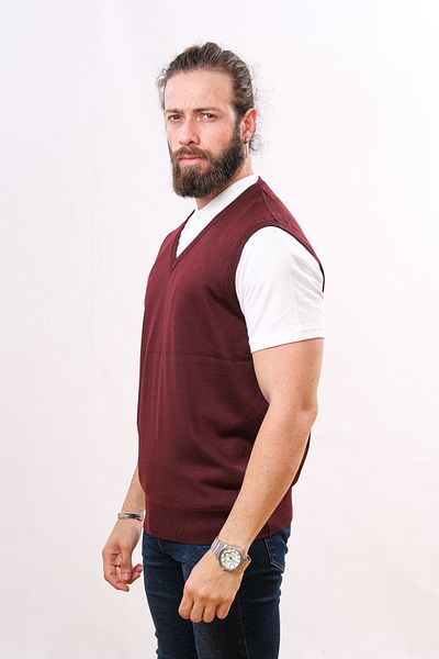 Çukurova Woolen Sleeveless Knitwear Sweater - Claret Red