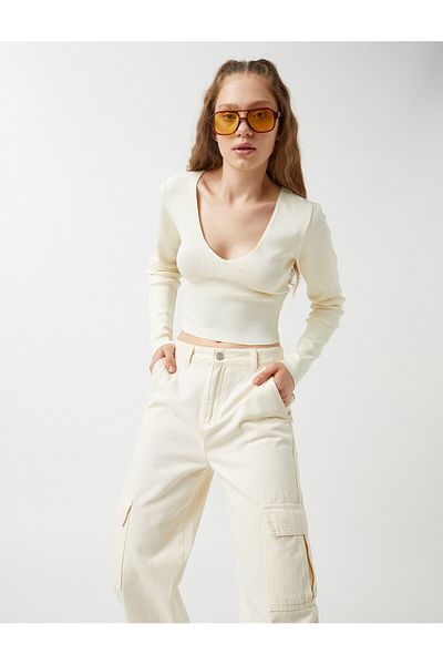 Koton Crop Knitwear Sweater Long Sleeve