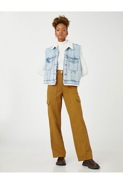 Koton Cargohose mit hoher Taille und detaillierter Tasche