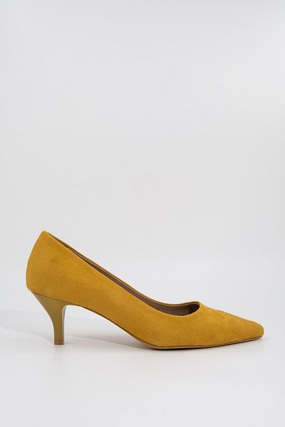 Modabuymus Women's Mustard Yellow Suede Stiletto Heeled Shoes