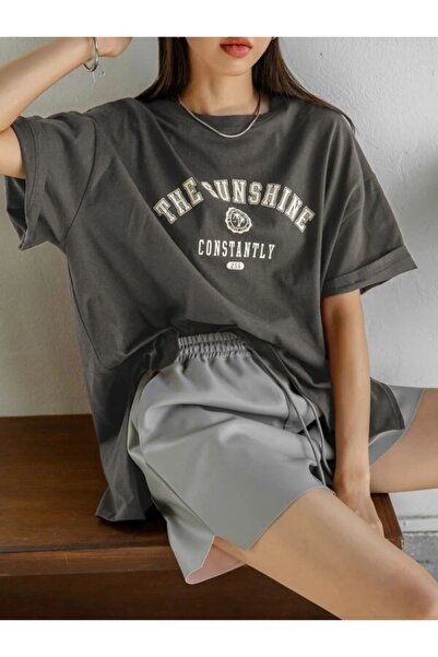 Benisengiydir Γυναικείο μπλουζάκι Anthracite The Sun Shine Crew Neck