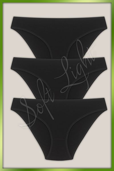Soft Light Women's Panties Bamboo Black Panties 3 Pack