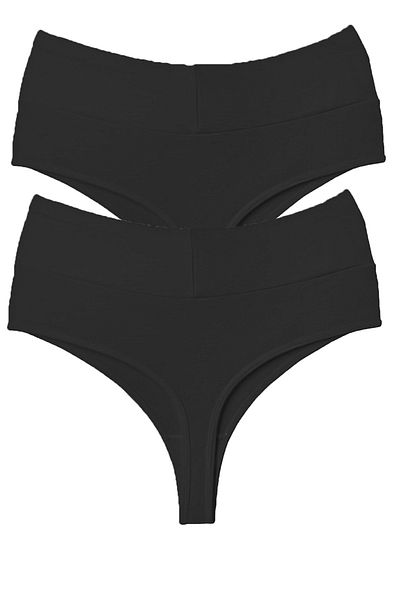 Vanilya Secret Оформящо бельо Tanga с висока талия, памучен комплект от 2 бр.