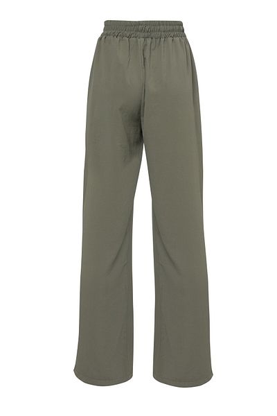 Quzu Elastic Waist Wide Leg Trousers Khaki