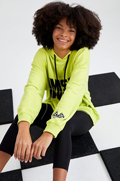 DeFacto Fit Oversize Fit Kapüşonlu Baskılı Sweatshirt