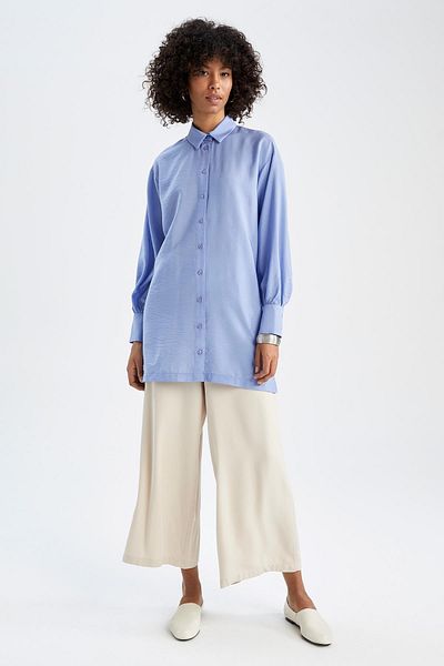 DeFacto Παντελόνι Regular Fit Wide Leg Belmando Viscose Palazzo 100% βαμβακερό παντελόνι