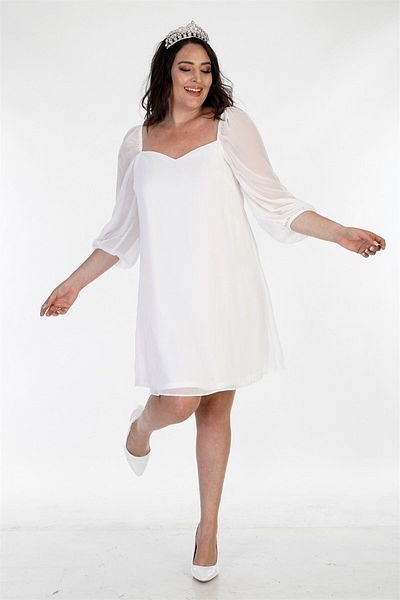 MYLİNE Lined Chiffon Princess Sleeve Dress