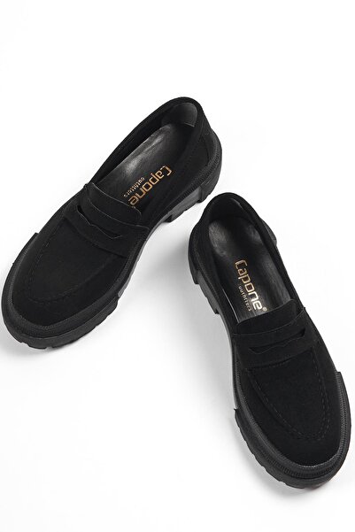 Capone Outfitters Dámska mokasína Capone Oval Toe Trac Sole Suede Black