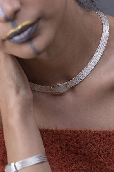 Black Sea Port 5 Sıra Trabzon Hasırı El Örmesi Gümüş Kolye