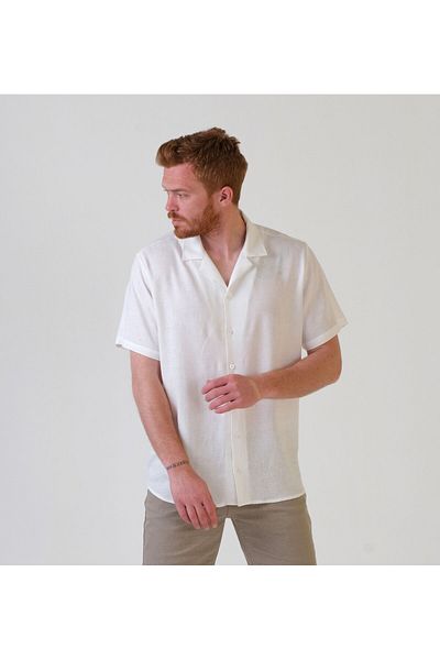 SÖR BÜLEND Plus Size Ecru Linen Shirt