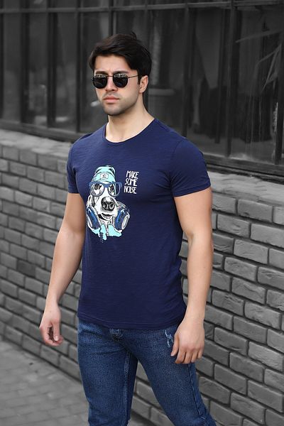 Weyeze تي شيرت قطني بقصة عادية مطبوع عليه DJ Dog Ac-y38332lns