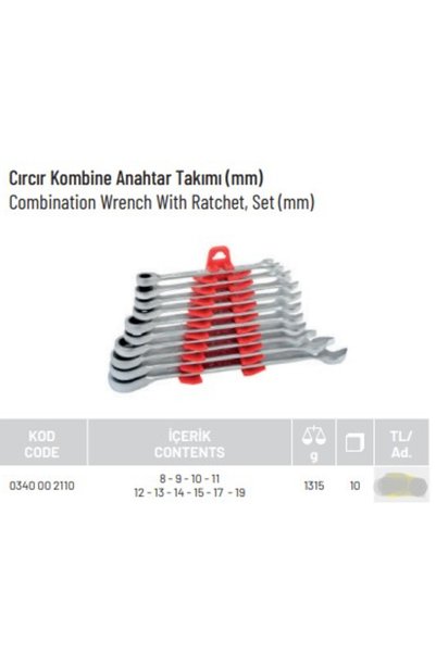 İzeltaş İzeltaş 10-Piece Ratchet Combined Wrench Set 0340002110