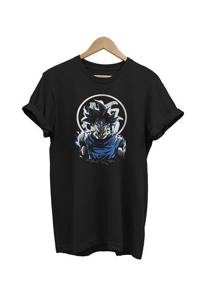 remonz Μαύρο μπλουζάκι με στάμπα Dragonball 100% βαμβακερό Oversize