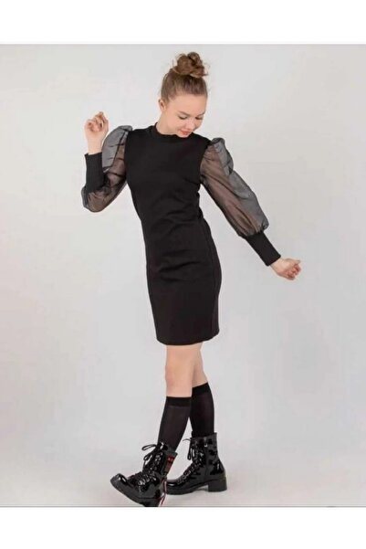 Nural Siyah Compact Çelik Kumaş Siyah Elbise 11-12-13-14-15