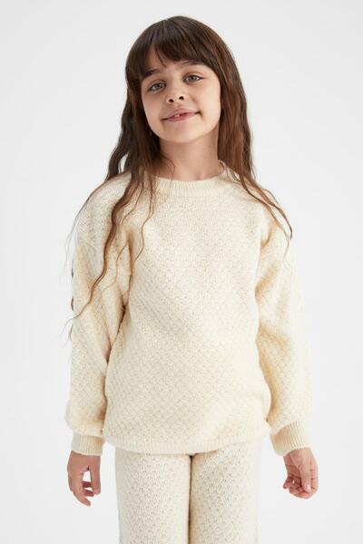 DeFacto Kız Çocuk Regular Fit Bisiklet Yaka Kazak