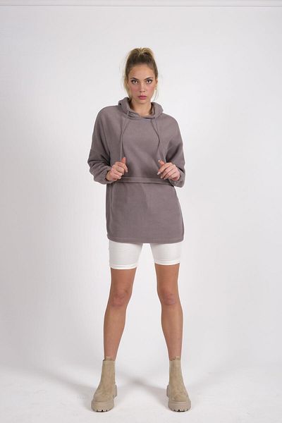 CHUBA Γυναικεία γκρι κουκούλα Oversize Outdoor Retro Fleece Hoodie 22wk299
