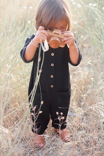 Catz Kids Black Linen Pocket Jumpsuit