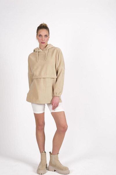 CHUBA Γυναικεία μπεζ κουκούλα Oversize Outdoor Retro Fleece Hoodie 22wk299