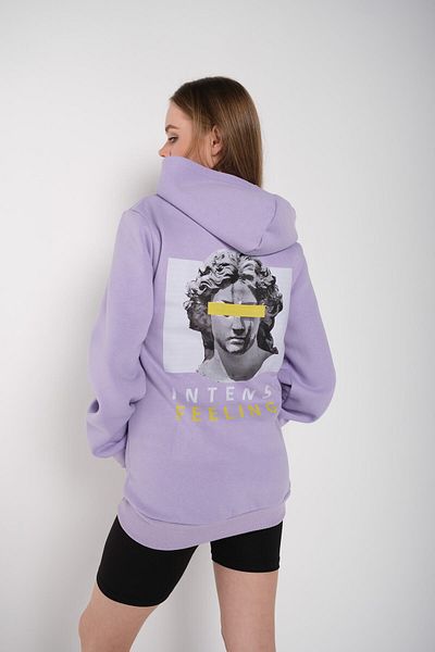 K&H TWENTY-ONE Lilafarbener Oversize-Kapuzenpullover mit Aufdruck „Intense Feelings“ für Damen, gelb, 000