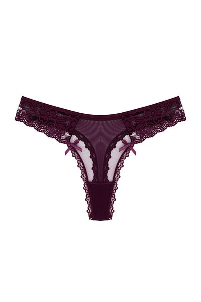 Zena 3-Piece Thong Women's Panties with Tulle and Lace Detail on the Front and Back