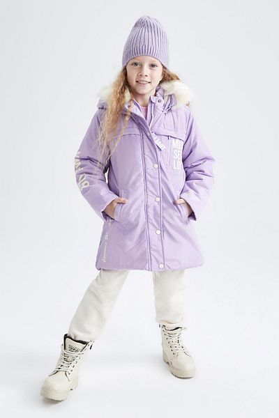 DeFacto Girl's Hooded Fleece Lined Coat