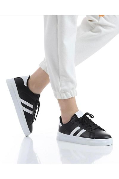 galya shoes Black and White Women's Sneakers