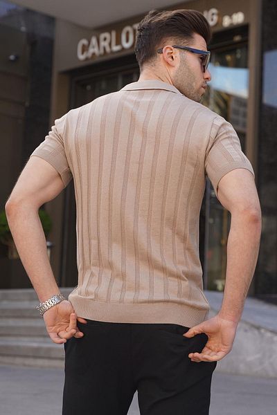 Madmext Ανδρικό μπλουζάκι Mink Polo με φερμουάρ 6355