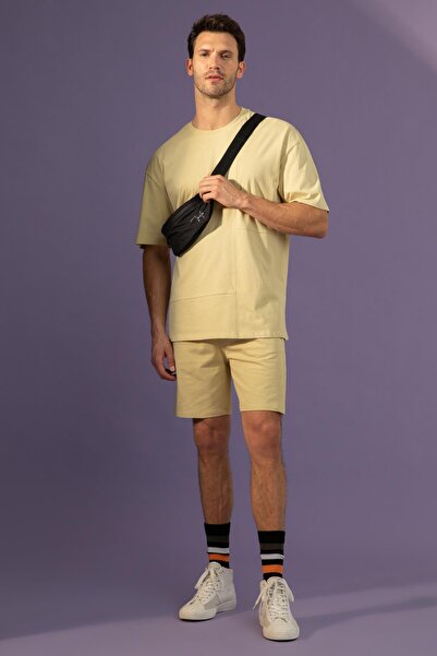 DeFacto Βαμβακερό χτενισμένο μπλουζάκι Oversize Fit Crew Neck