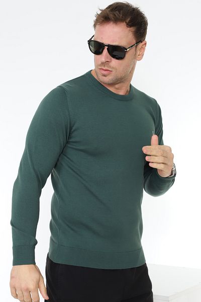 Matte Πλεκτό πουλόβερ από οργανικό βαμβάκι Green Crew Neck - Βερολίνο