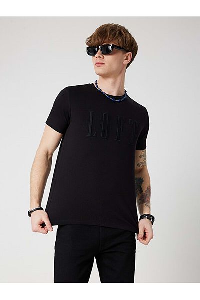Loft 2031954 تي شيرت بأكمام منقوشة عادية - - أسود - Xl - St06196-black-xl