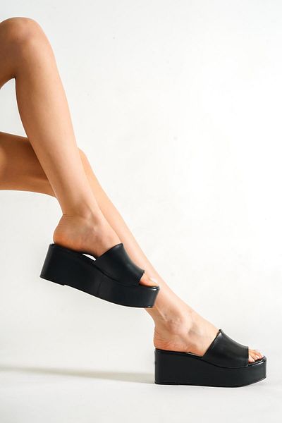 Capone Outfitters Capone Skin Wedge Heeled Single Strap Women's Flatform Slippers