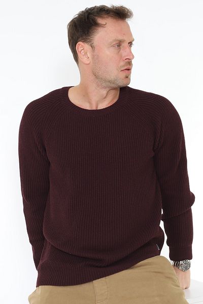 Matte Claret Red Knitwear Sweater - Roman, Crew Neck, Sustainable Production, Thessaloniki Knit