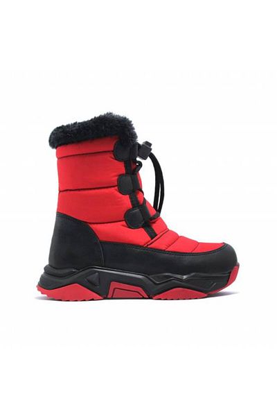 KHIONES Red Lace-Up Girl's Snow Boots