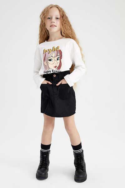DeFacto Girl's Paperbag Velvet Skirt