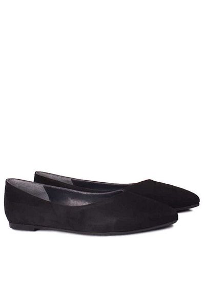 Fitbas 112001 008 Women's Black Suede Big & Small Size Ballerinas