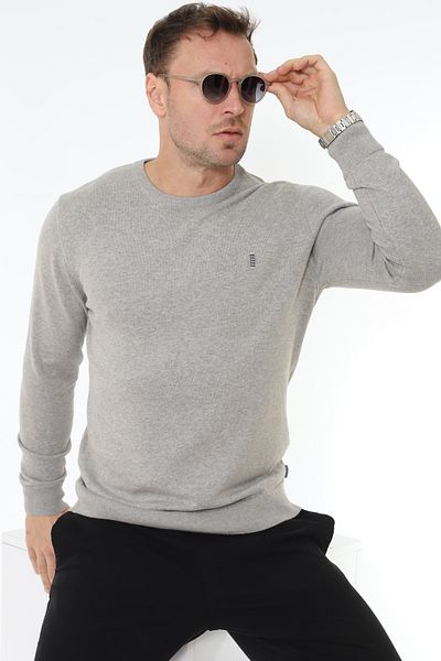 Matte Πλεκτό πουλόβερ Berlin Grey Melange - Crew Neck, Οργανικό Βαμβάκι