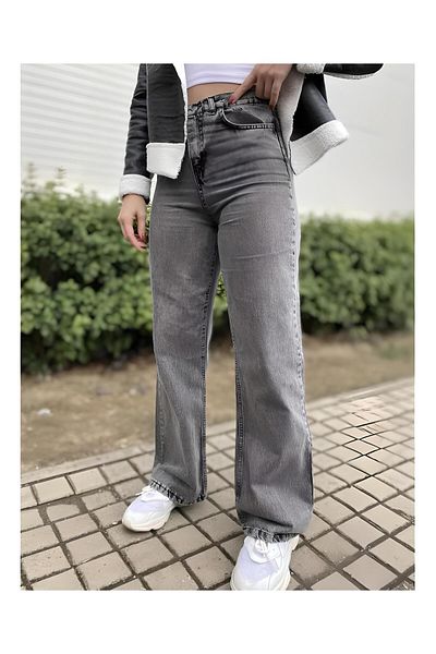 LİMABEL Skyla Power Lycra καπνιστό τζιν τζιν με φαρδιά πόδι με λύκρα