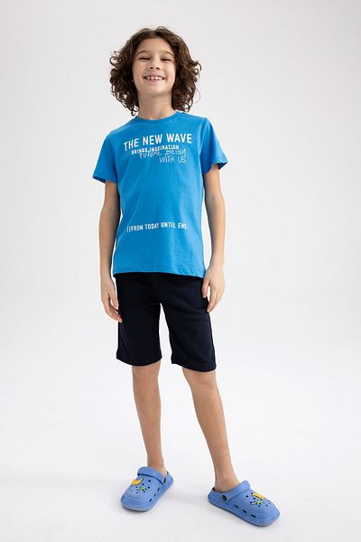 DeFacto Boy's Printed Short Sleeve T-Shirt Shorts Set of 2